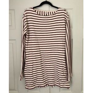 Free People Cranberry + White Striped Tunic Sz S